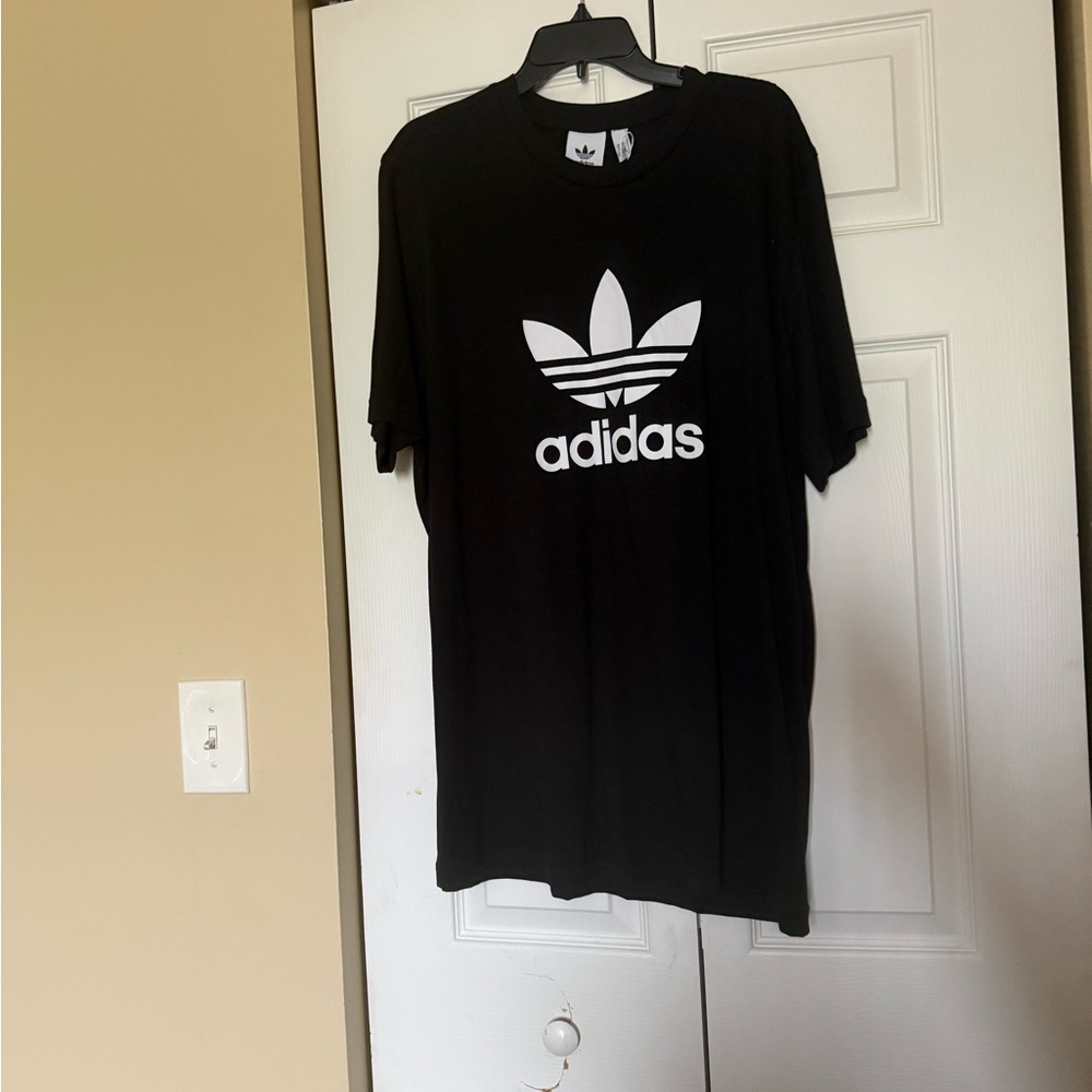 Adidas Men's Black Tee with White Logo